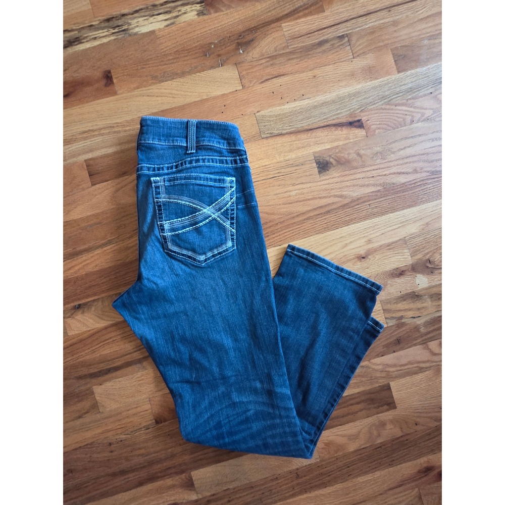 Ariat REAL Denim Women 34S Medium Wash Mid Rise Bootcut Jeans Embroidered Pocket